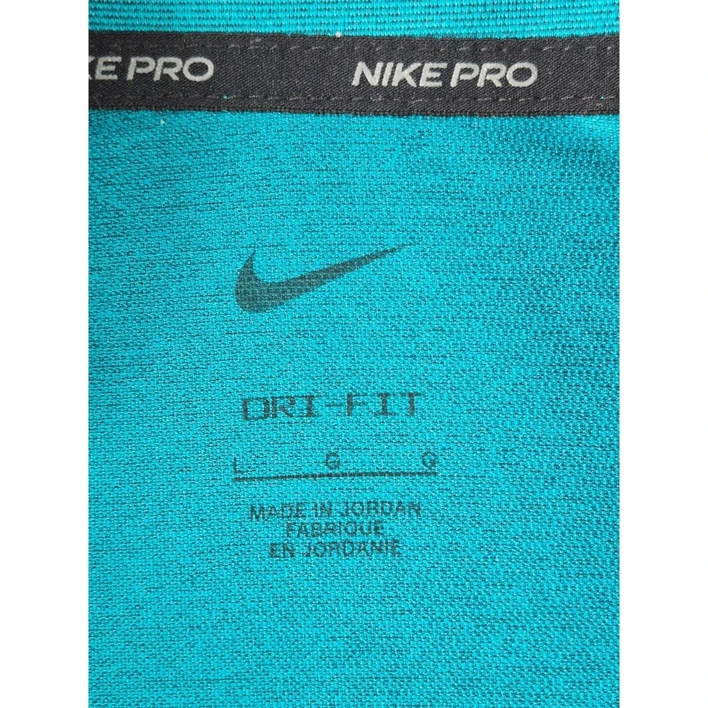 Nike Pro Dri-FIT 1/4 Zip Pullover Womens Large Teal Long Sleeve Athletic Top